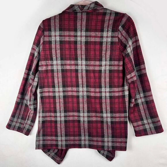 BB Dakota Checkered Cardigan in Burgundy Combo Size Medium - Picture 5 of 6